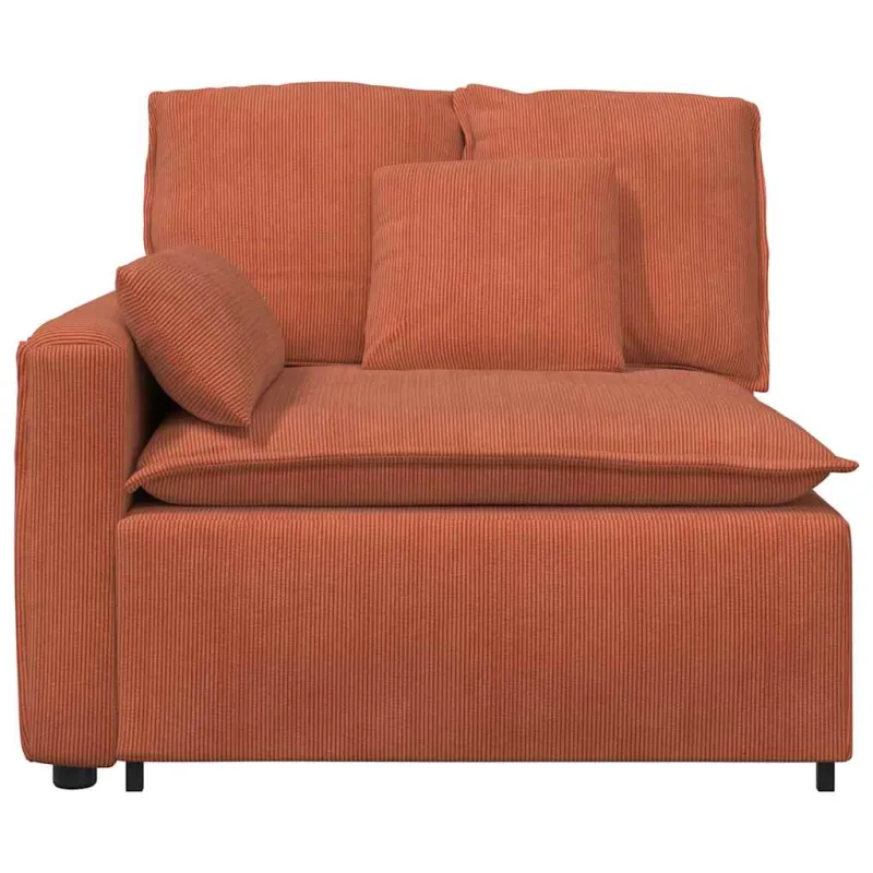 Modulinė sofa, porankiai, galas, su pagalvėlėmis, raudonai oranžinė, 100 cm