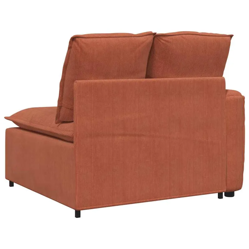 Modulinė sofa, porankiai, galas, su pagalvėlėmis, raudonai oranžinė, 100 cm
