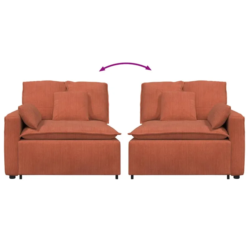 Modulinė sofa, porankiai, galas, su pagalvėlėmis, raudonai oranžinė, 100 cm