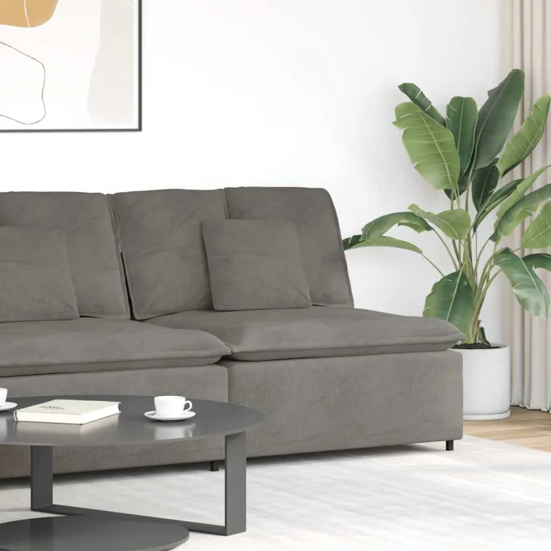 Modulinė sofa su pagalvėlėmis, šviesiai pilka, 100 cm