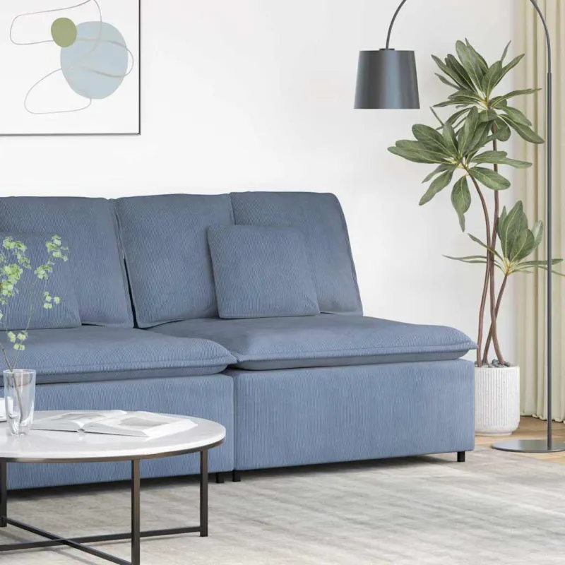 Modulinė sofa su pagalvėlėmis, mėlyna, 100 cm