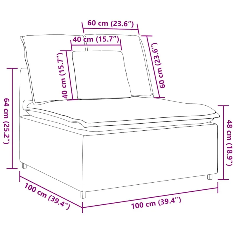 Modulinė sofa su pagalvėlėmis, mėlyna, 100 cm