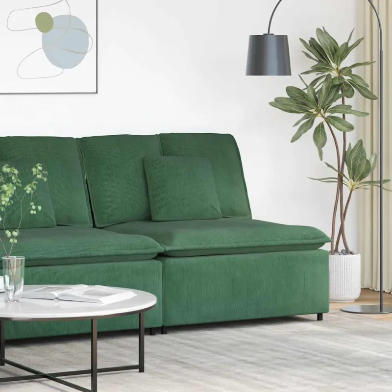 Modulinė sofa su pagalvėlėmis, tamsiai žalia, 100 cm