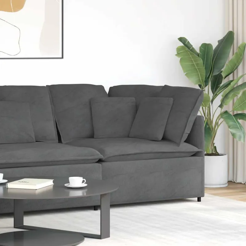 Modulinė kampinė sofa su pagalvėlėmis, tamsiai pilka, 100 cm