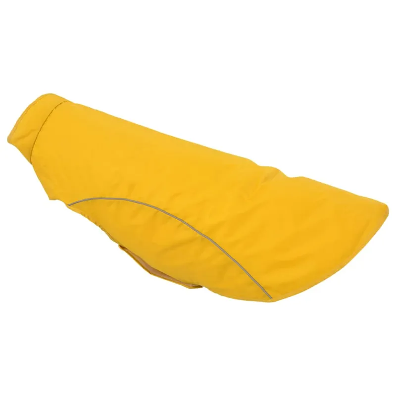 Šuns lietpaltis su šviesą atspindinčiomis juostelėmis, poliesteris, geltonas, 3XL