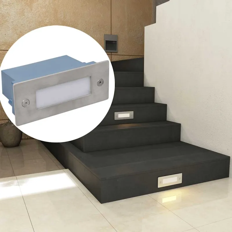 Įleidžiami laiptų pakopų LED šviestuvai, 2vnt., 44x111x56mm