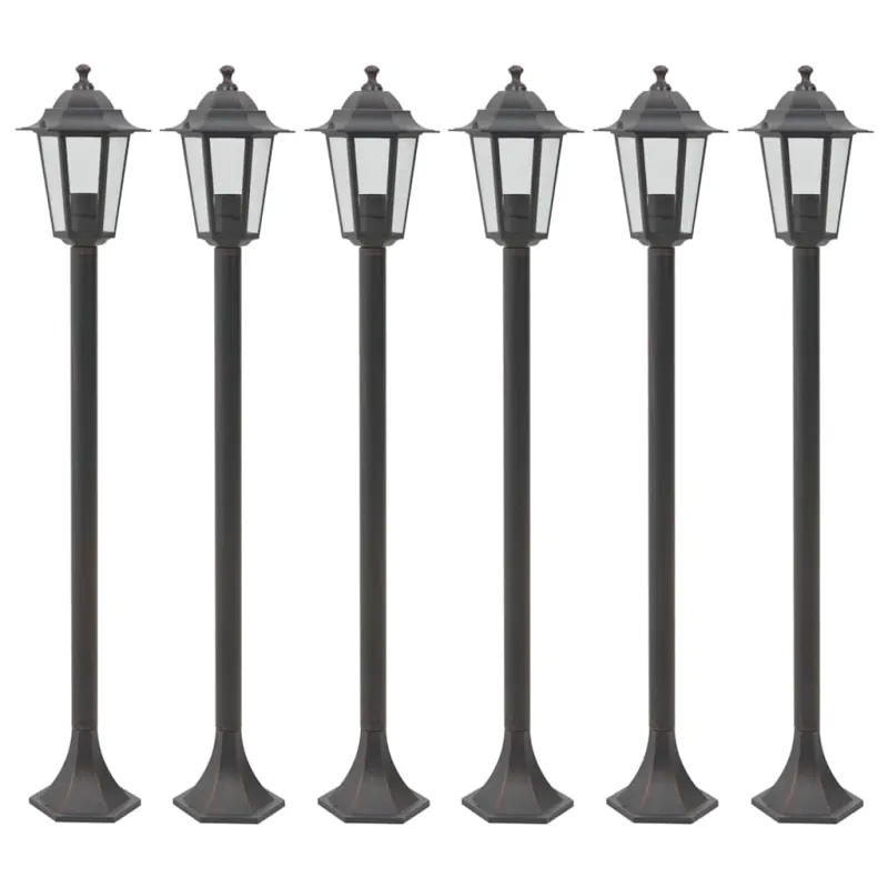 Sodo šviestuvai, 6vnt., E27, 110cm, aliuminis, bronziniai