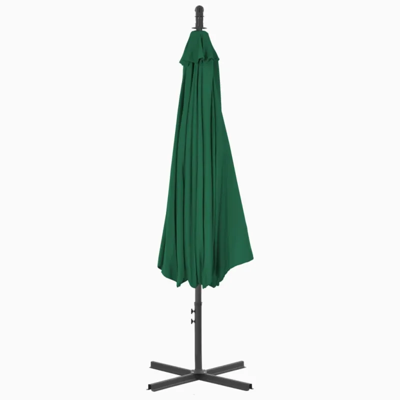 Gembinis sodo skėtis su plieniniu stulpu, žalias, 300cm