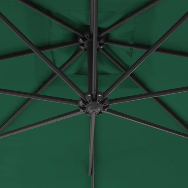 Gembinis sodo skėtis su plieniniu stulpu, žalias, 300cm
