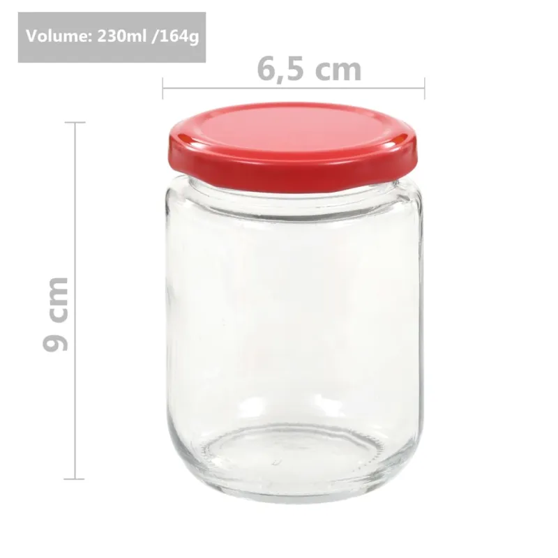 Stikl. stiklainiai uogienei su raud. sp. dangt., 96vnt., 230ml