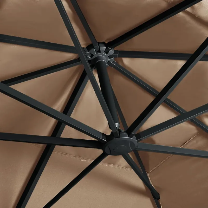 Gembinis skėtis su LED ir aliuminio stulpu, taupe, 400x300cm