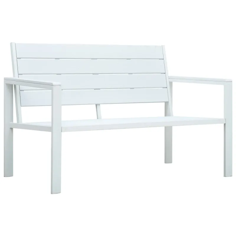 Sodo suoliukas, baltos spalvos, 120cm, HDPE, medienos imitacija
