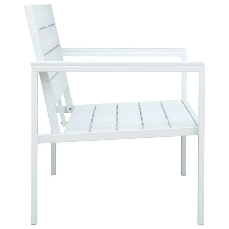 Sodo suoliukas, baltos spalvos, 120cm, HDPE, medienos imitacija