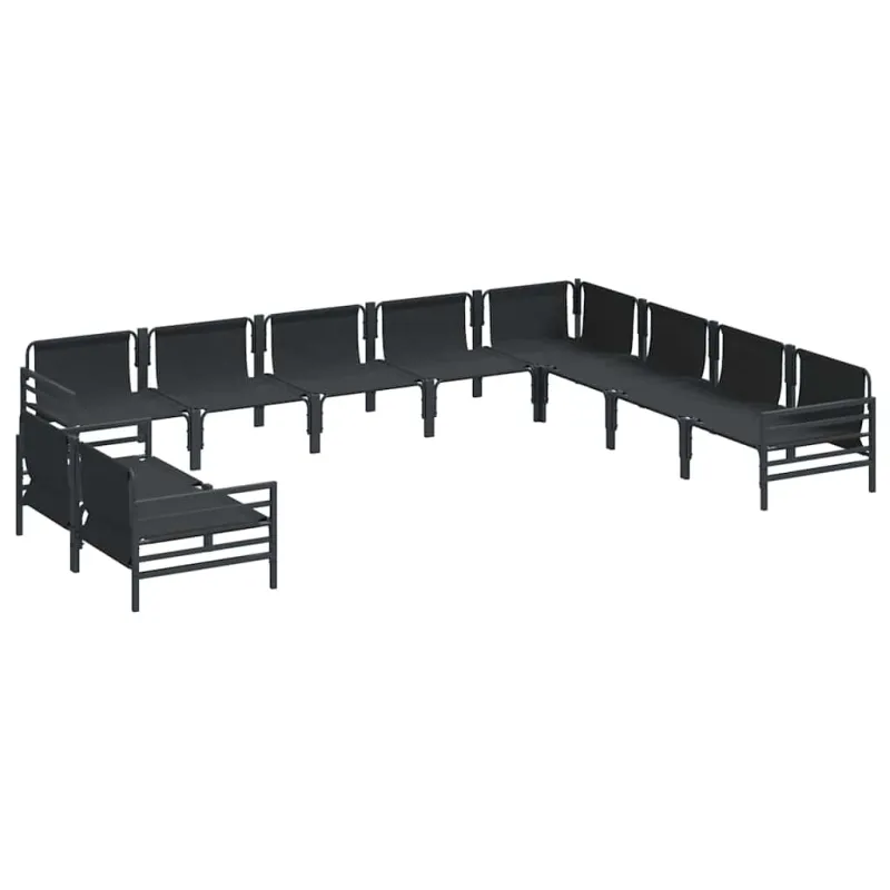 Sodo sohvaryhmä tyynyllä, 10 osaa, musta teräs