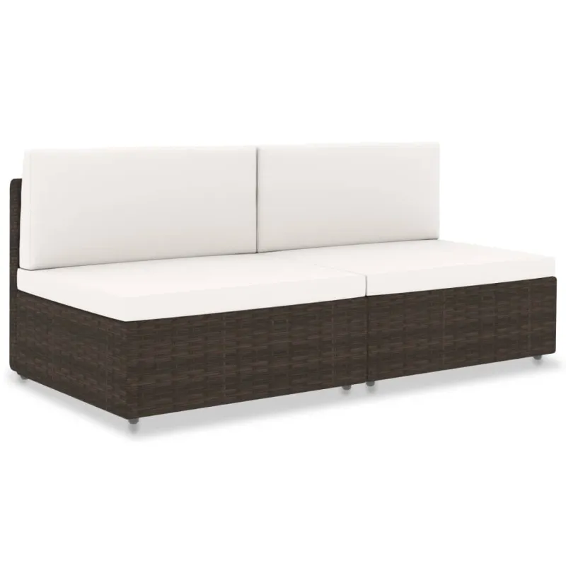 Modulinė dvivietė sofa, rudos spalvos, poliratanas