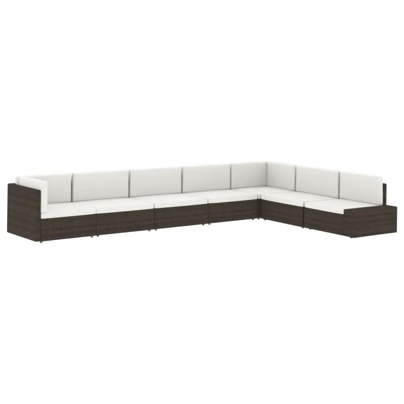 Modulinė dvivietė sofa, rudos spalvos, poliratanas
