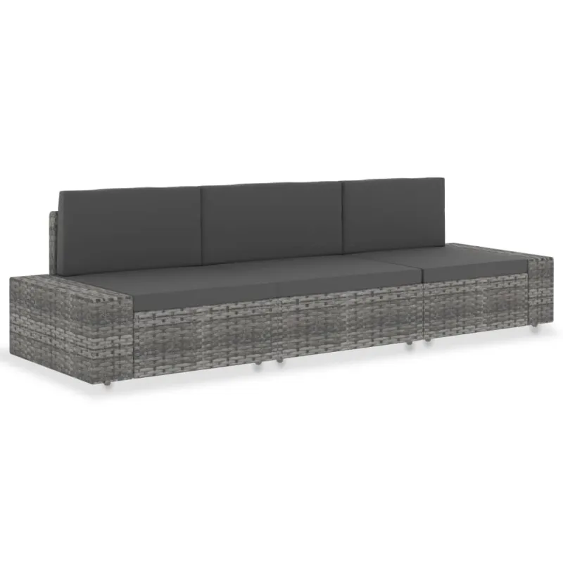 Modulinė trivietė sofa, pilkos spalvos, poliratanas