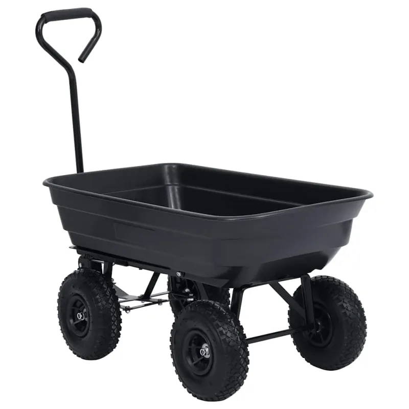Paverčiamas rankinis sodo vežimėlis, juodos spalvos, 300kg, 75l