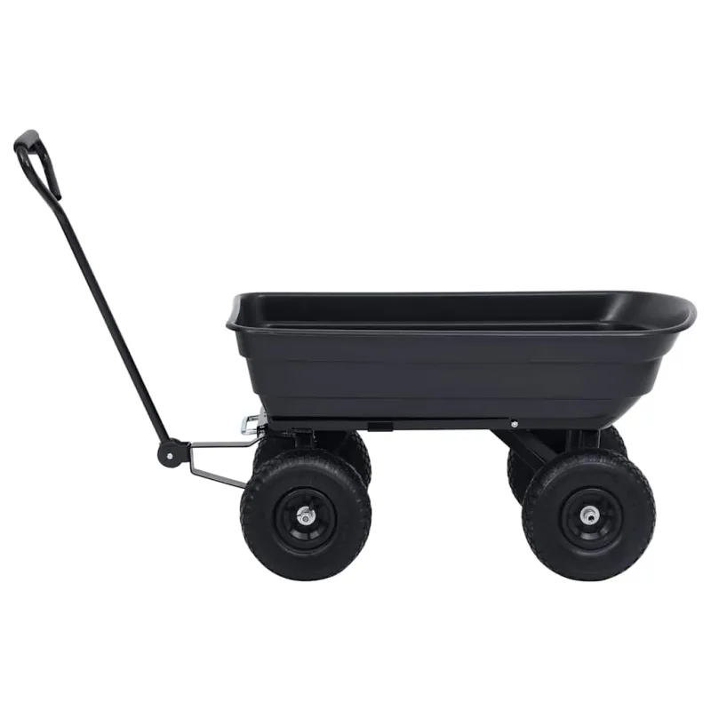 Paverčiamas rankinis sodo vežimėlis, juodos spalvos, 300kg, 75l