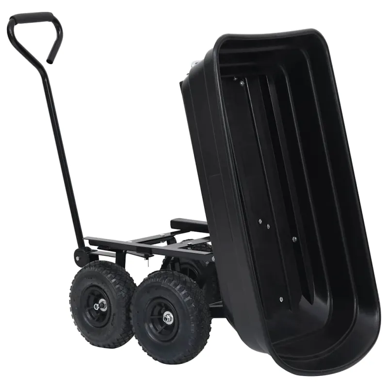 Paverčiamas rankinis sodo vežimėlis, juodos spalvos, 300kg, 75l