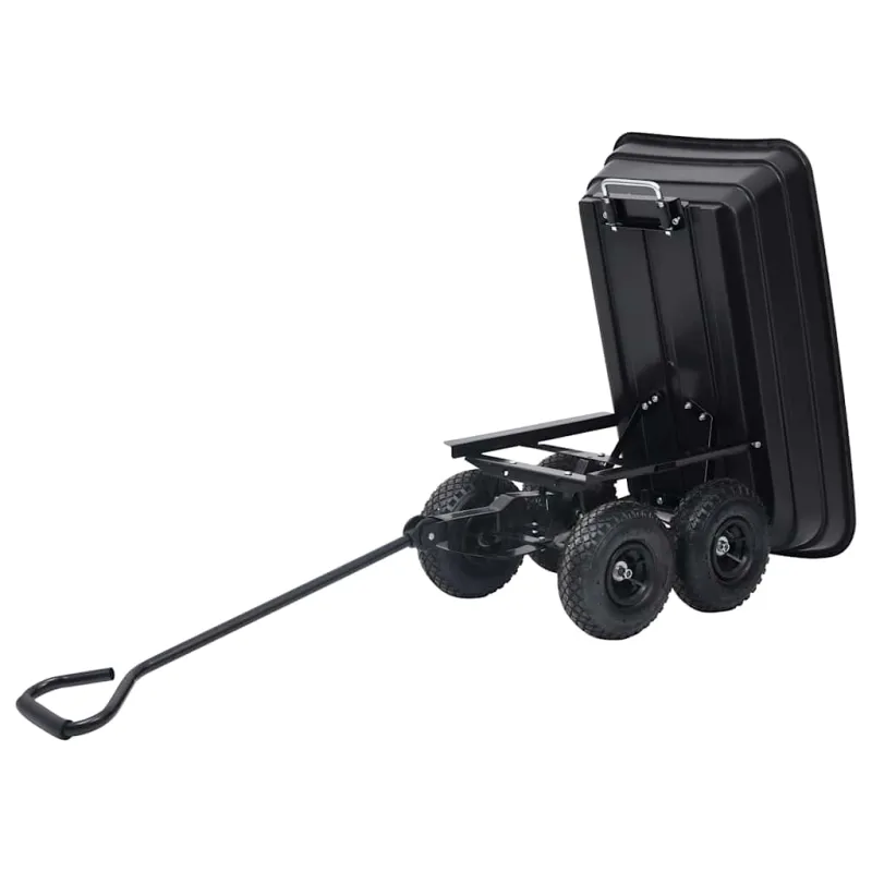 Paverčiamas rankinis sodo vežimėlis, juodos spalvos, 300kg, 75l