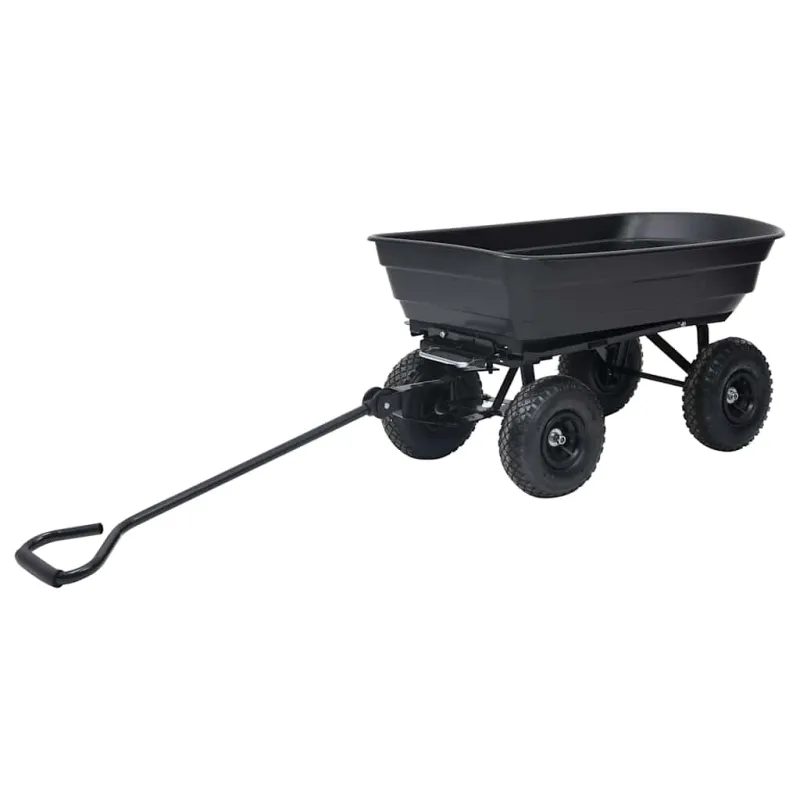 Paverčiamas rankinis sodo vežimėlis, juodos spalvos, 300kg, 75l