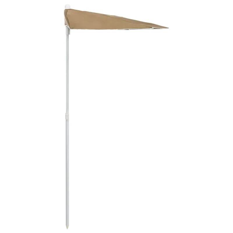 Pusapvalis sodo skėtis su stulpu, taupe spalvos, 180x90cm