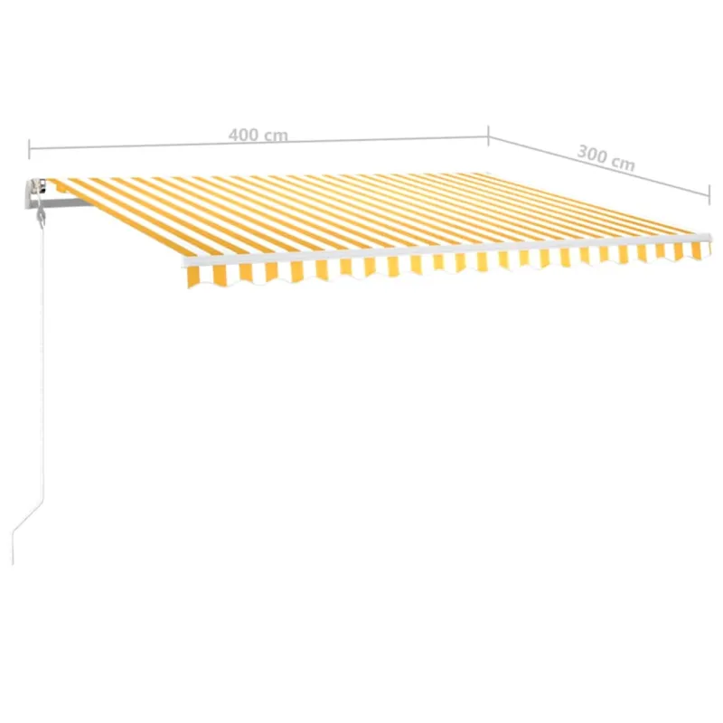 Markizė su LED/vėjo jutikliu, geltona/balta, 400x300cm