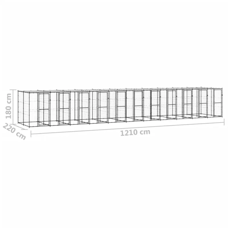 Lauko voljeras šunims su stogu, plienas, 26,62m²