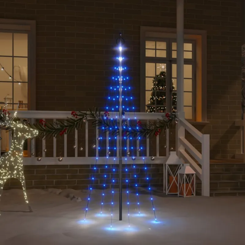 Kalėdų eglutė ant vėliavos stiebo, 180cm, 108 mėlynos LED