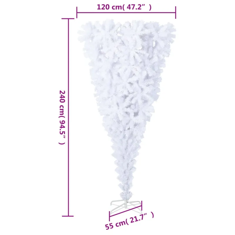 Apversta dirbtinė Kalėdų eglutė su stovu, balta, 240cm