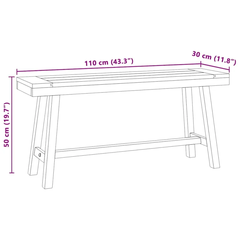 Suoliukas, 110cm, tikmedžio medienos masyvas
