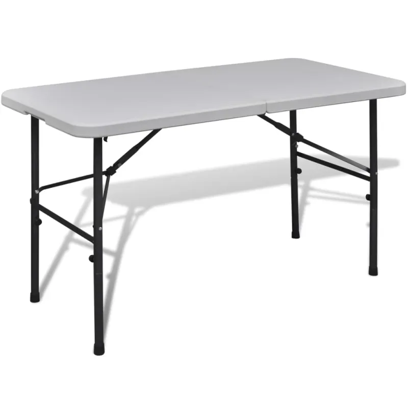 Sulankstomas sodo stalas, baltos spalvos, 122cm, HDPE