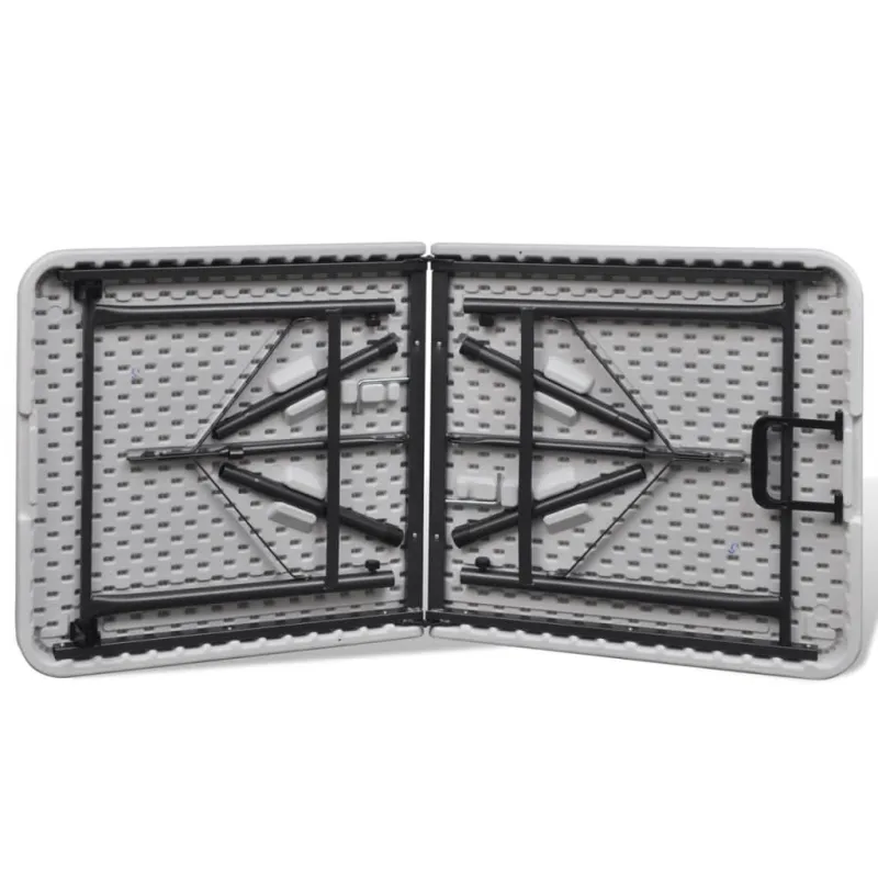 Sulankstomas sodo stalas, baltos spalvos, 122cm, HDPE