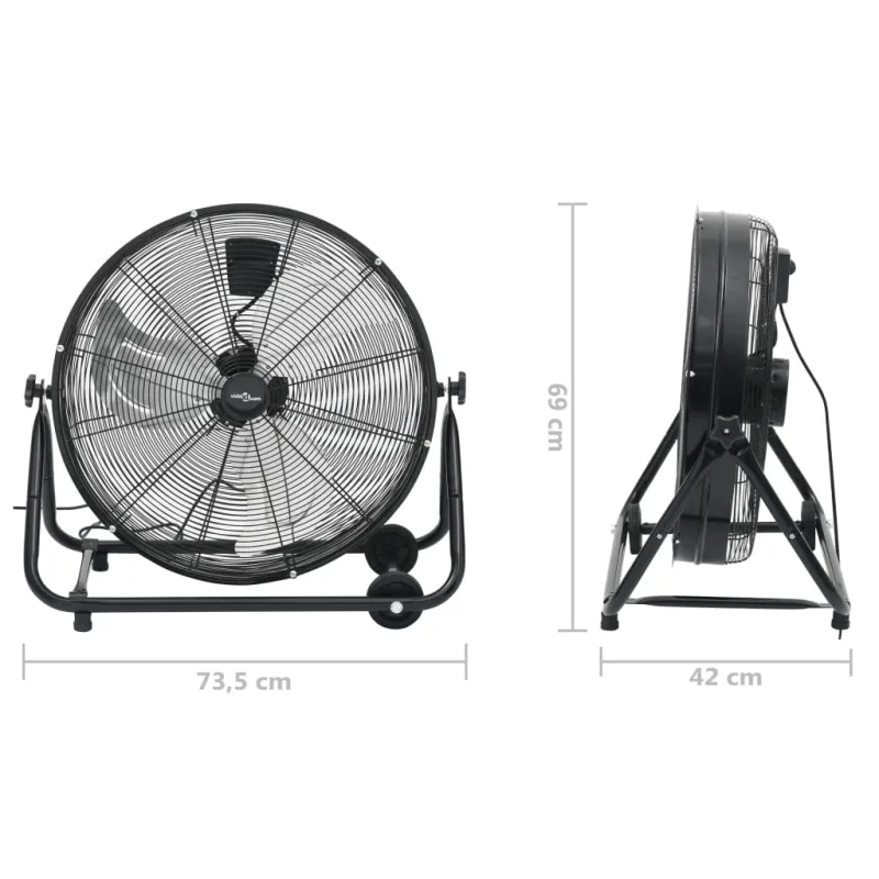 Pramoninis ventiliatorius, juodas, 60cm, 172,5W, būgno formos