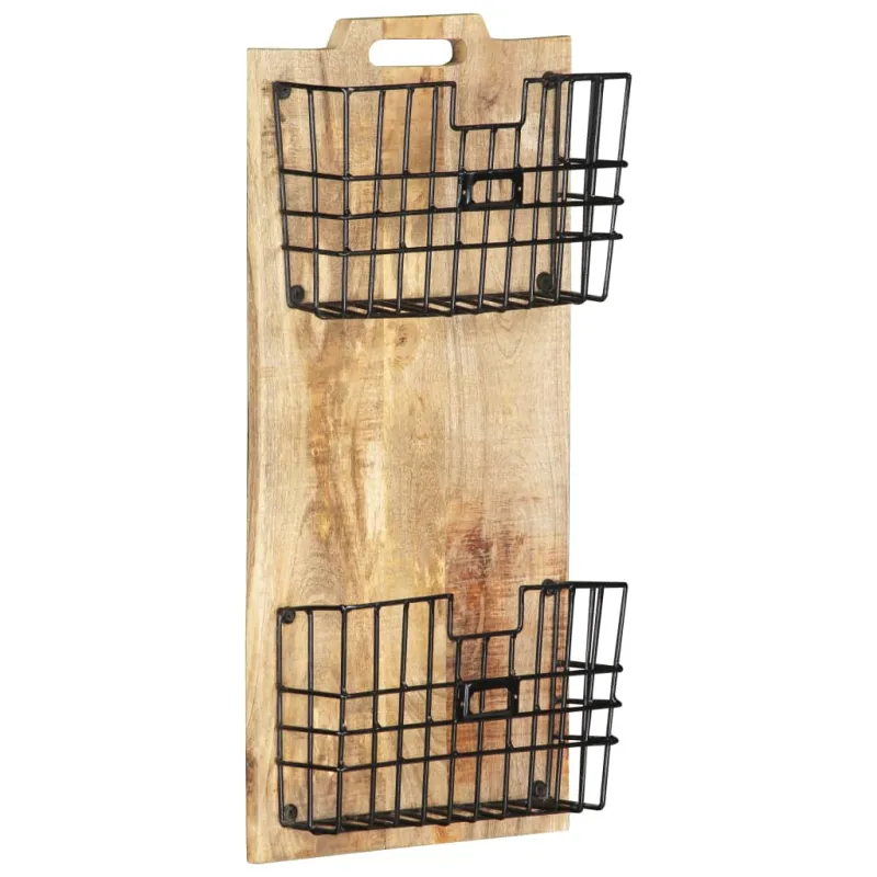 Prie sienos montuojamas stovas žurnalams, 33x10x67cm, mango