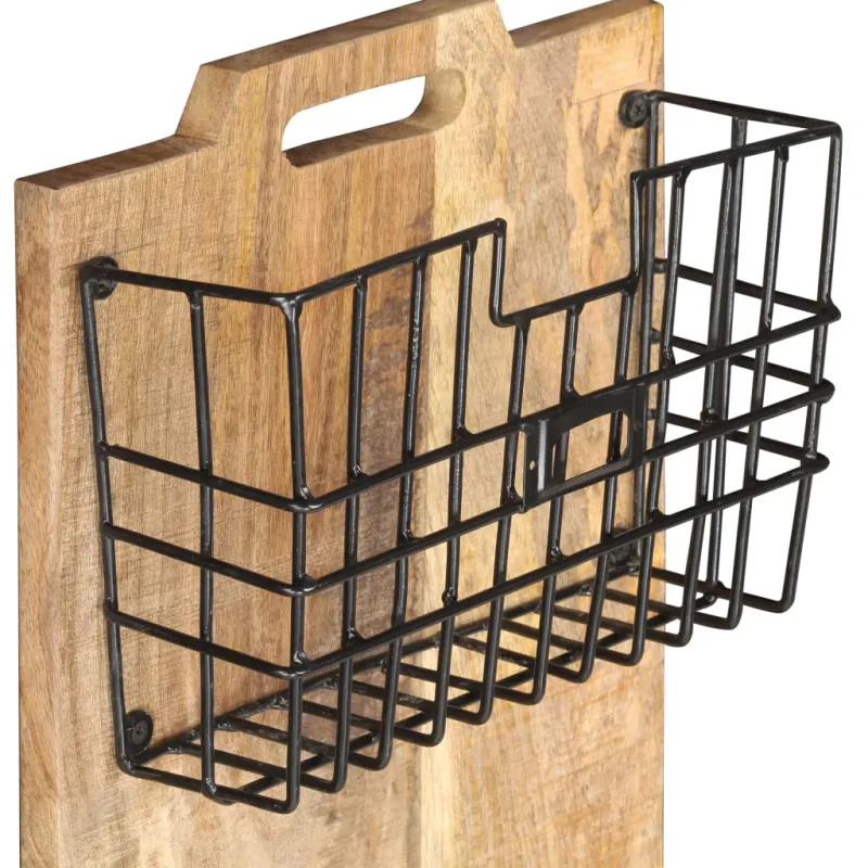 Prie sienos montuojamas stovas žurnalams, 33x10x67cm, mango