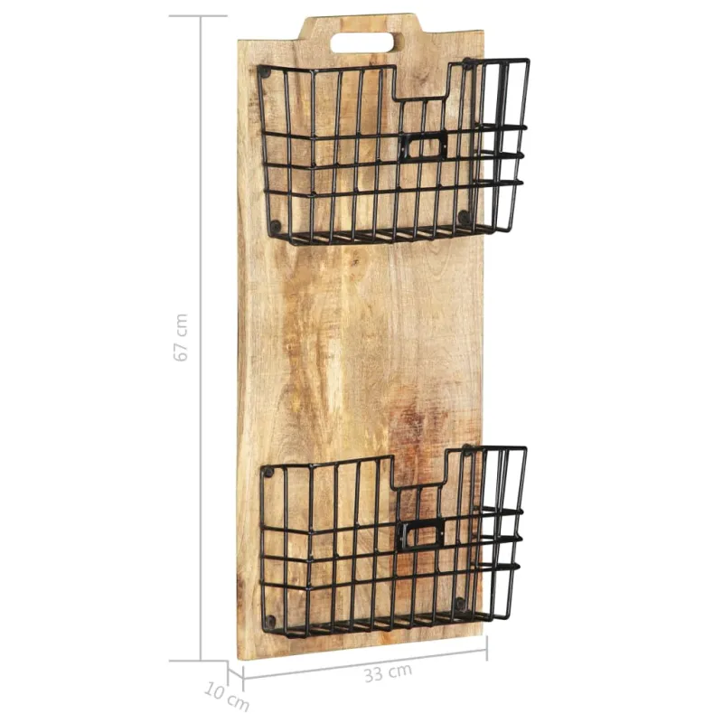 Prie sienos montuojamas stovas žurnalams, 33x10x67cm, mango