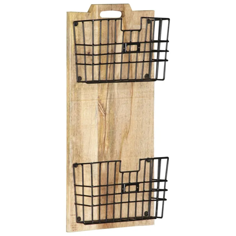 Prie sienos montuojamas stovas žurnalams, 33x10x67cm, mango
