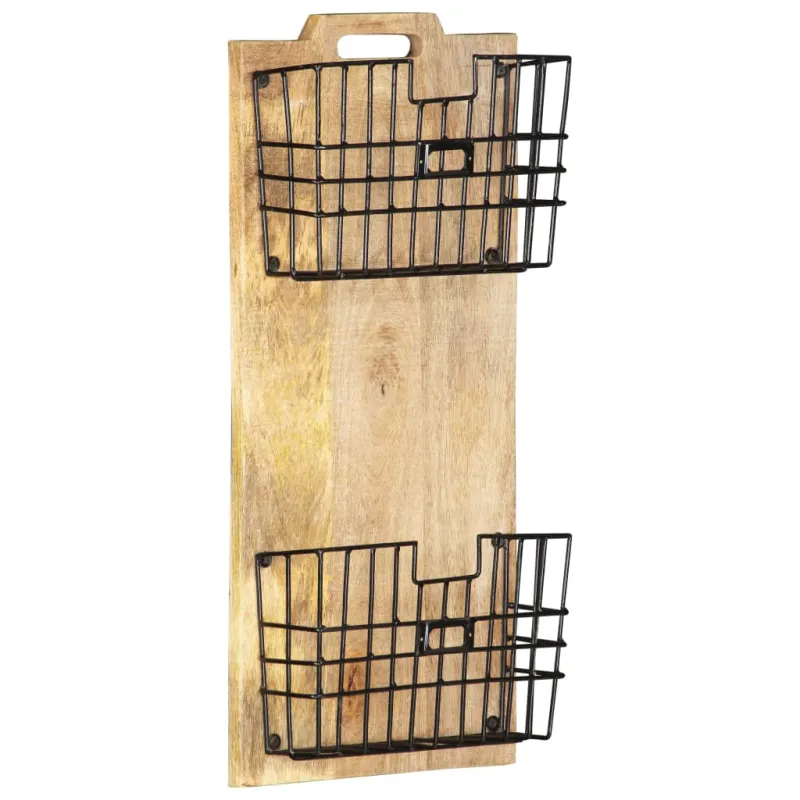 Prie sienos montuojamas stovas žurnalams, 33x10x67cm, mango