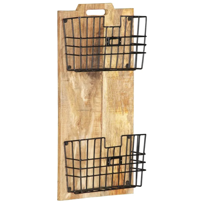 Prie sienos montuojamas stovas žurnalams, 33x10x67cm, mango