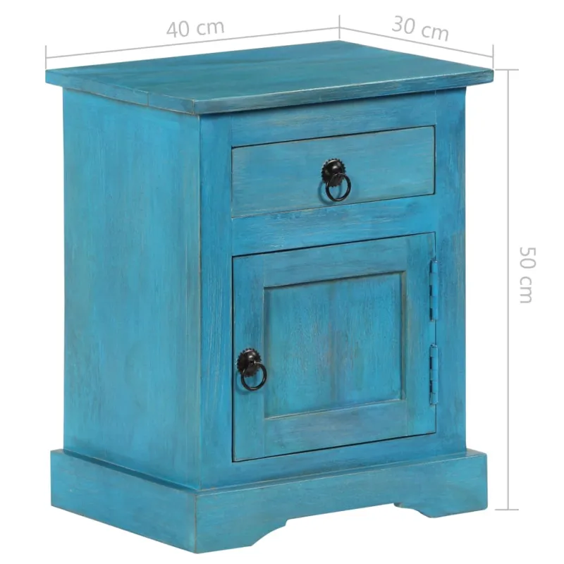 Naktinis staliukas, mėlynas, 40x30x50cm, mango medienos masyvas