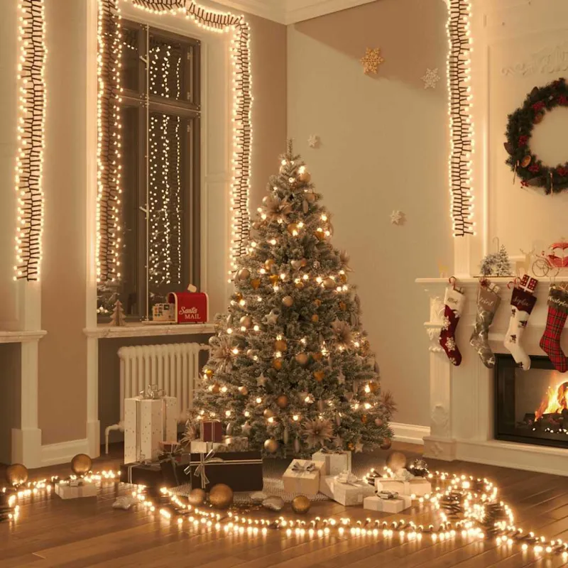 LED lempučių girlianda, PVC, 1000 šiltų baltų LED, tanki