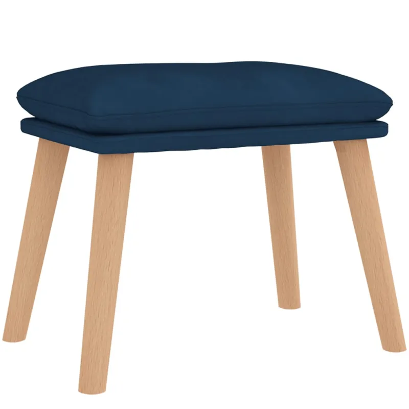 Poilsio kėdė su taburete, mėlynos spalvos, aksomas