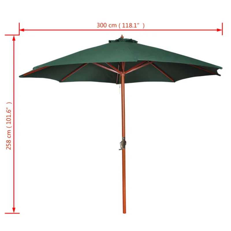 Skėtis nuo saulės, žalios spalvos, 258cm
