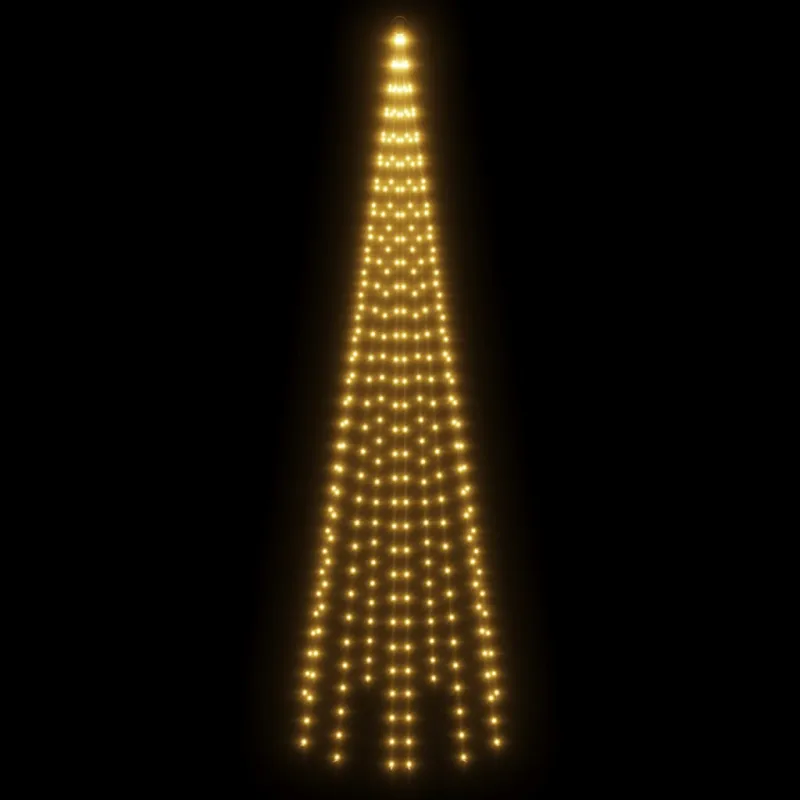 Kalėdų eglutė ant vėliavos stiebo, 300cm, 310 šiltų baltų LED