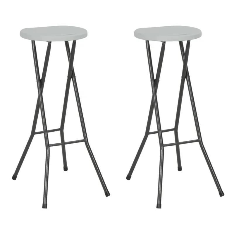 Sulankstomos baro taburetės, 2 vnt., HDPE ir plienas, baltos