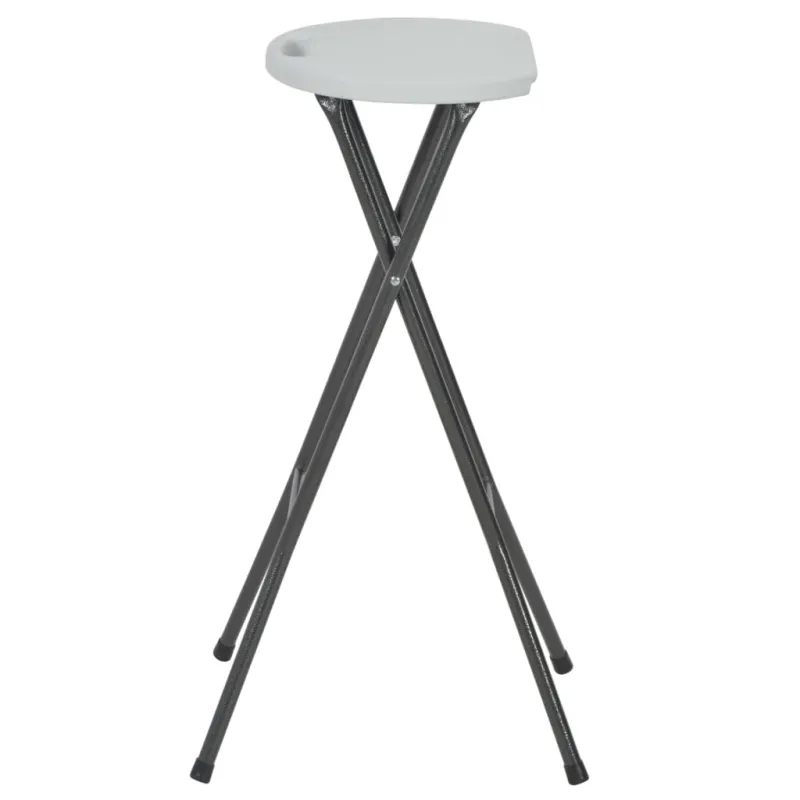 Sulankstomos baro taburetės, 2 vnt., HDPE ir plienas, baltos