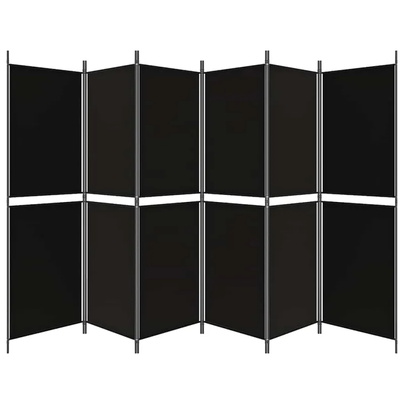 Kambario pertvara, 6 dalių, juodos spalvos, 300x180cm, audinys