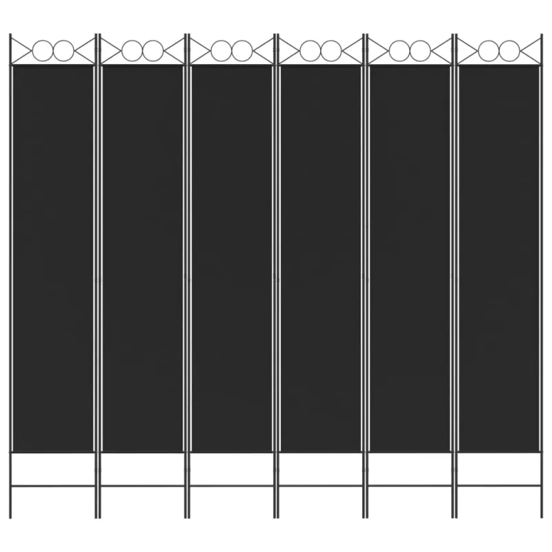 Kambario pertvara, 6 dalių, juodos spalvos, 240x220cm, audinys